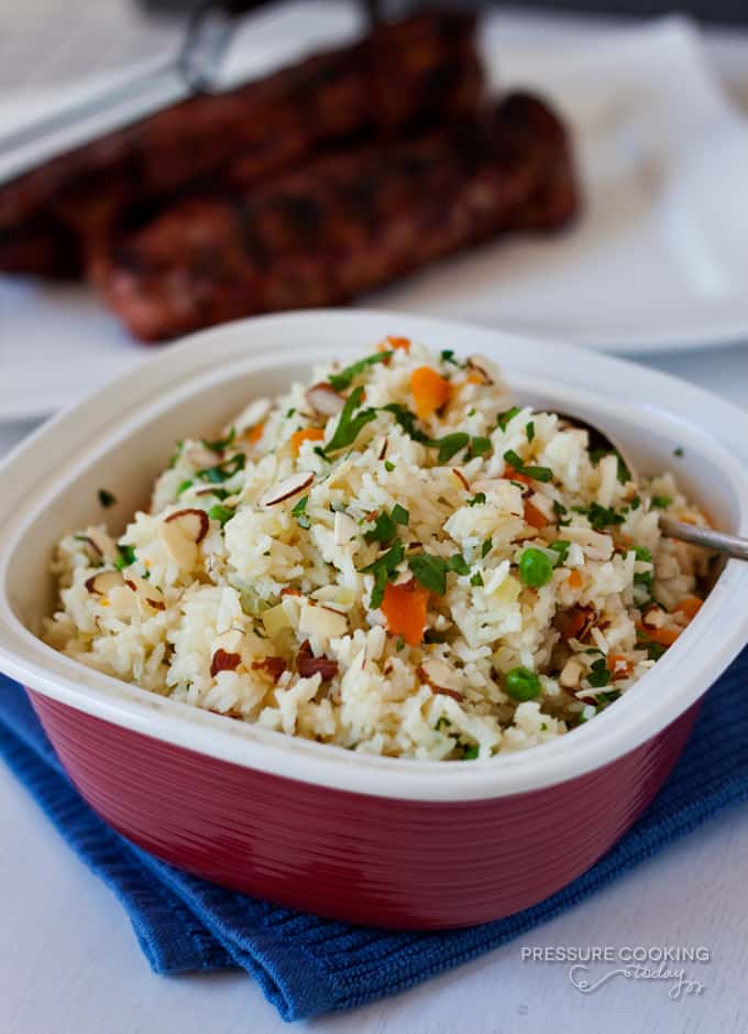 Rice Pilaf with Carrots, Peas and Parsley from Pressure Cooking Today