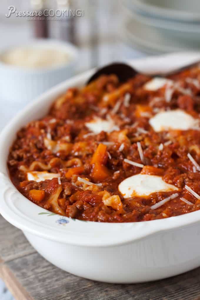 Sloppy Lasagna - a one pot lasagna casserole made in the pressure cooker - Pressure Cooking Today