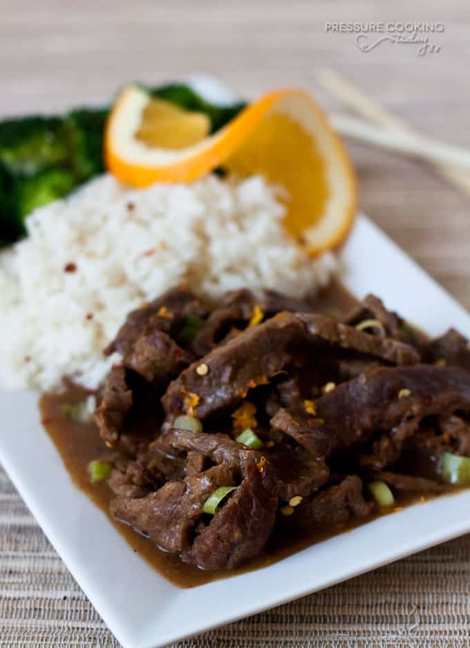 Pressure Cooker Spicy Orange Beef from Pressure Cooking Today