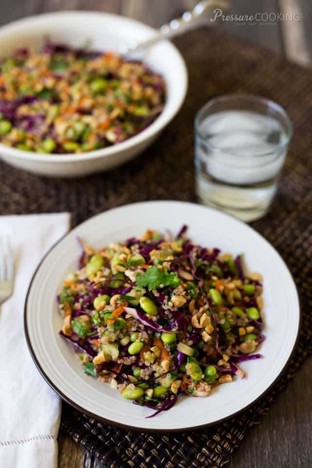 This Thai Quinoa Edamame Salad is loaded with fresh vegetables and dressed with a delicious Thai lime vinaigrette. 